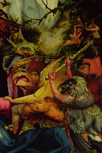 Demons Armed with Sticks from the Isenheim Altarpiece, c.1512-16 by Matthias Grünewald